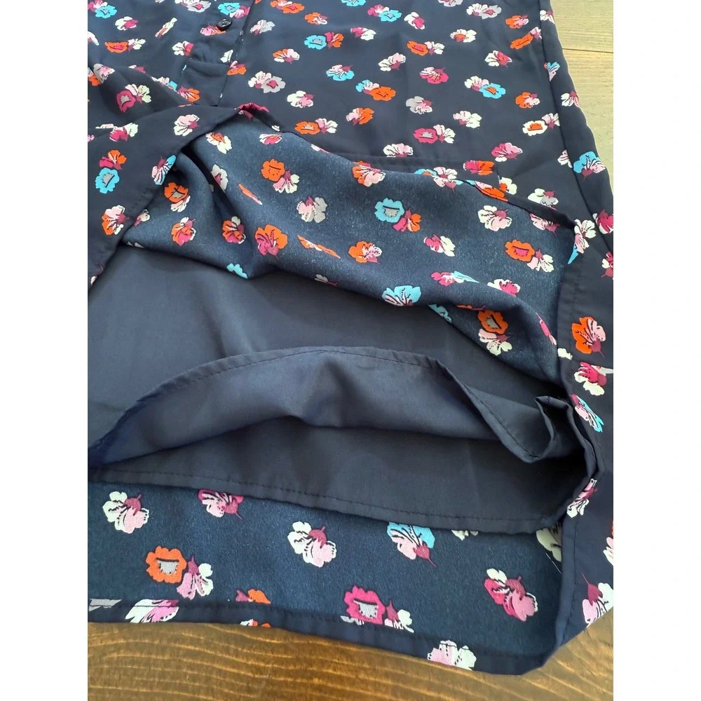 Artisan‎ NY Floral Print Sleeveless Shirt Dress | Navy Blue | Size 4
